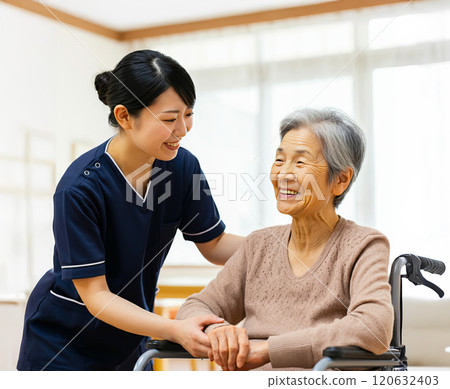 Senior and young care worker Senior and young care worker 120632403