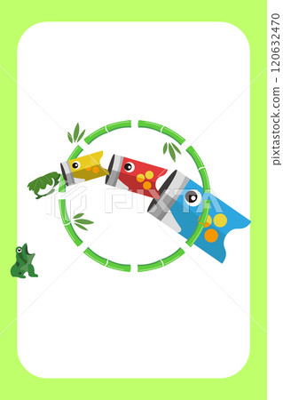 Bamboo frame and carp streamer background illustration vertical 120632470
