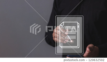 Young man with smartphone mobile hand using a pen touching to sign a Contract signing Young man with smartphone mobile hand using a pen touching to sign a Contract signing 120632502