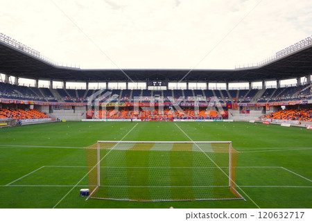 The view from behind the away goal at Nagano U Stadium The view from behind the away goal at Nagano U Stadium 120632717
