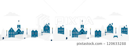 "Merry Christmas!" Christmas/Winter cityscape horizontal banner illustration "Merry Christmas!" Christmas/Winter cityscape horizontal banner illustration 120633288