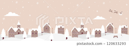 「聖誕快樂!」聖誕節/冬季城市景觀水平橫幅插圖 「聖誕快樂!」聖誕節/冬季城市景觀水平橫幅插圖 120633293