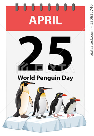 World Penguin Day Calendar Illustration 120633740