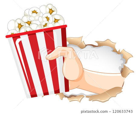 Hand Reaching for Popcorn Through Wall Hand Reaching for Popcorn Through Wall 120633743
