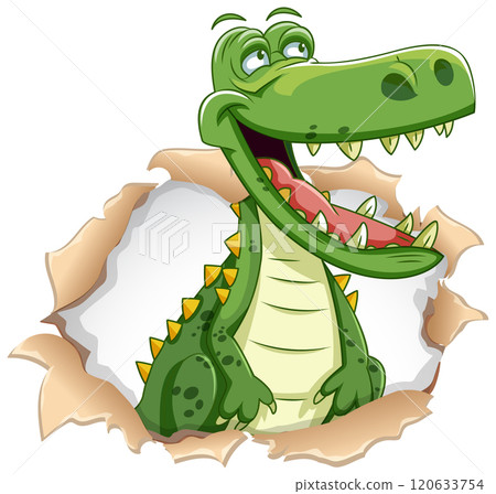 Cheerful Crocodile Breaking Through Wall Cheerful Crocodile Breaking Through Wall 120633754