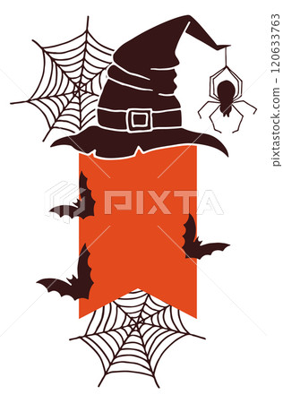 Halloween decoration. Party banner template with scary symbols 120633763