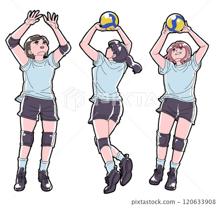 Illustration set of girls tossing Illustration set of girls tossing 120633908