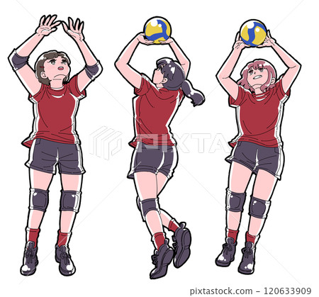 Illustration set of girls tossing Illustration set of girls tossing 120633909