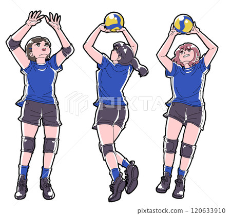 Illustration set of girls tossing 120633910