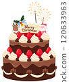 豪華巧克力和奶油聖誕蛋糕 120633963
