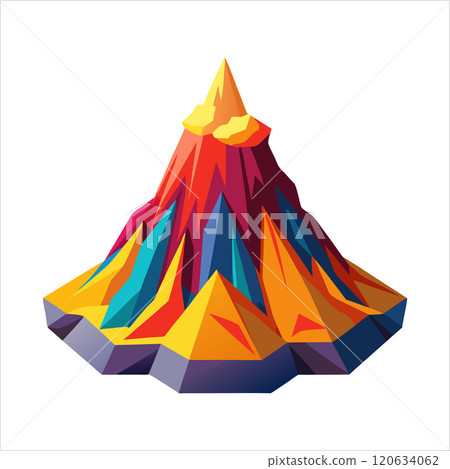 3d rendering of dynamic colorful volcano vector 120634062