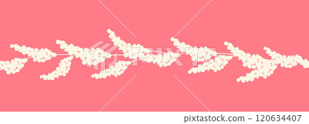 Decorative seamless vintage pattern in classic style with flowers and branches. Silhouettes of flowers, Two-color horizontal ornament in pastel colors, border 120634407