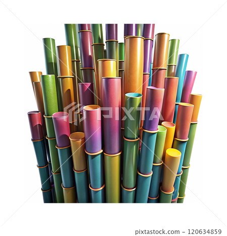 3d render of beautiful colorful bamboo 120634859
