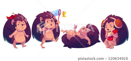 Autumn hedgehog. Cute animal character vector Autumn hedgehog. Cute animal character vector 120634928