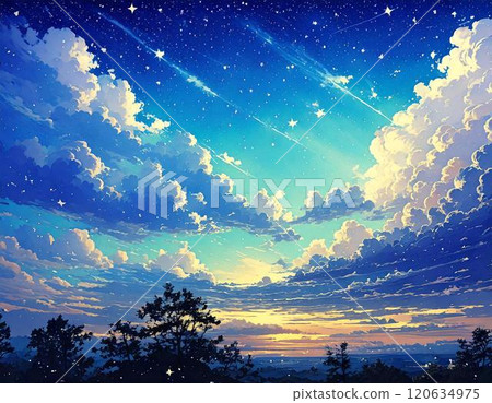 Starry sky seen through the clouds 120634975