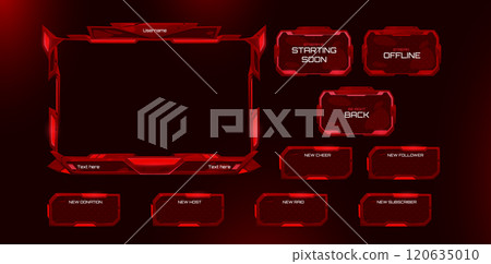 Game stream ui borders set isolated on black Game stream ui borders set isolated on black 120635010