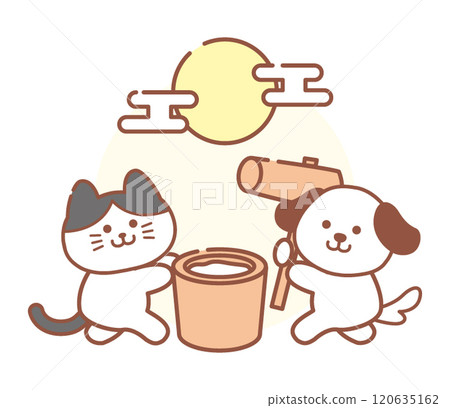Cat and dog full moon illustration Cat and dog full moon illustration 120635162