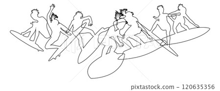 Surfer Surfboard Surfers Women Female Silhouettes 120635356