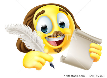 Shakespeare Poet Emoticon Emoji Cartoon Face Icon 120635360