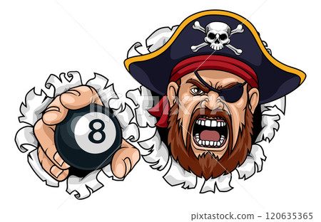 Pirate Billiards Pool 8 Black Ball Sports Mascot Pirate Billiards Pool 8 Black Ball Sports Mascot 120635365