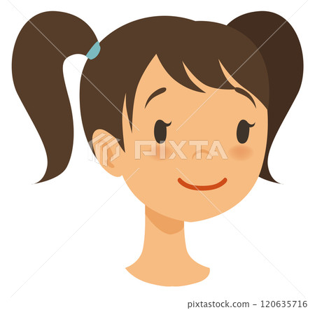A cartoon girl with a ponytail and a smile on her face 120635716