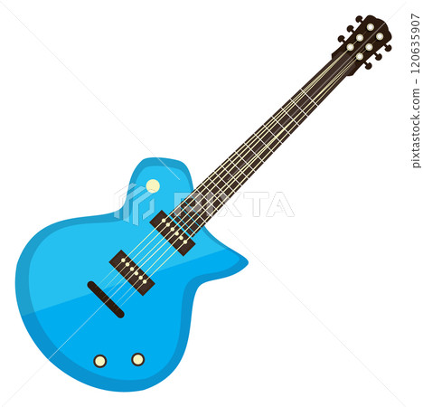 A blue guitar with a black pickguard 120635907