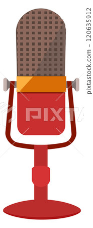 A red microphone with a yellow cord A red microphone with a yellow cord 120635912