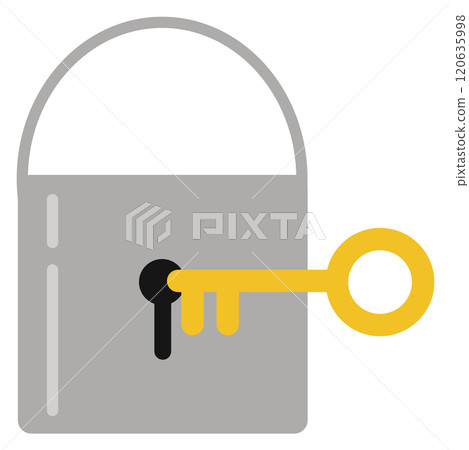 A key is shown in front of a lock, with the keyhole visible A key is shown in front of a lock, with the keyhole visible 120635998