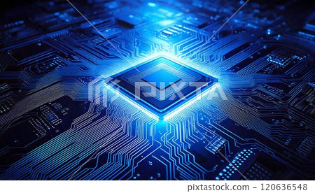3DCG illustration of a semiconductor on an electronic circuit board 120636548