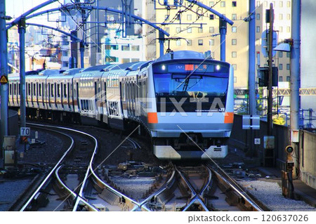 兩層綠色車廂連接♪到東京站...中央線快速列車[233系列] 120637026
