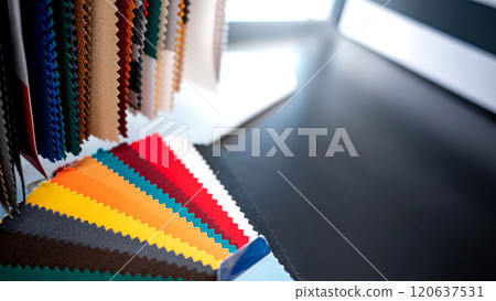 Set of colorful fabric swatch material collection - Stock Photo ...