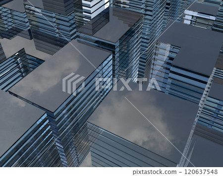 Image of a cityscape with buildings 3D illustration 120637548