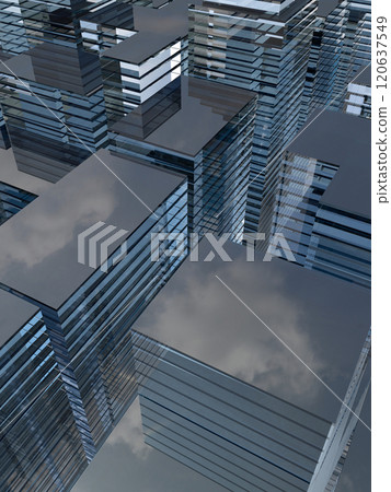 Image of a cityscape with buildings 3D illustration 120637549