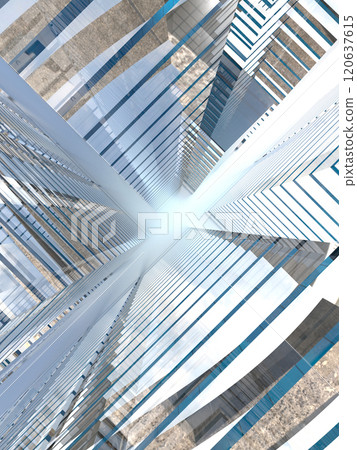 Bright image of a cityscape with buildings 3D illustration 120637615