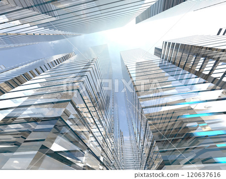 Bright image of a cityscape with buildings 3D illustration 120637616