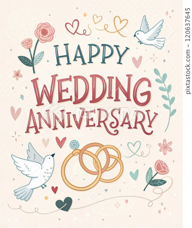 慶祝結婚週年紀念日的插圖 120637645