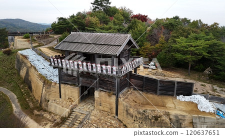 Top 100 Castles in Japan [Kinojo Castle] Drone aerial photography_SKINO_No04 120637651