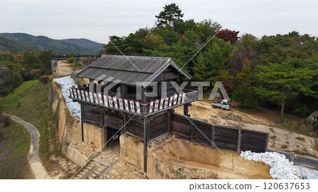 Top 100 Castles in Japan [Kinojo Castle] Drone aerial photography_SKINO_No06 120637653