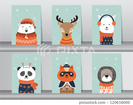 set of flat design icons with cute animals 120638000