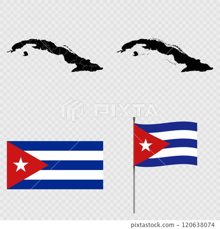 Set of maps, flag and flagpole of Cuba. Vector illustration. Set of maps, flag and flagpole of Cuba. Vector illustration. 120638074