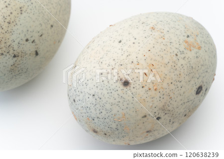 Close-up of whole century egg in shell 120638239