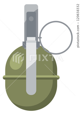 A cartoonish green grenade with a silver handle 120638332