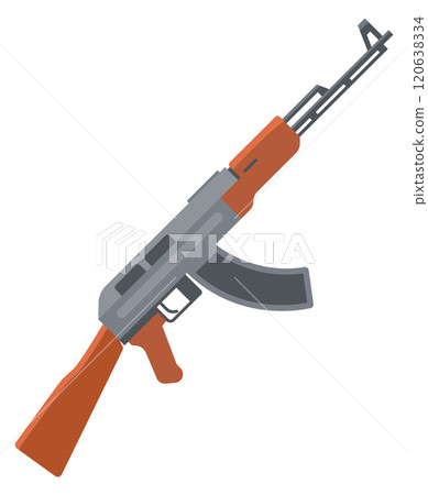 A cartoonish image of a rifle with a brown barrel and a gray stock A cartoonish image of a rifle with a brown barrel and a gray stock 120638334