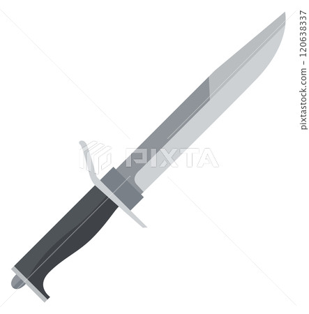 A black and silver knife with a silver handle A black and silver knife with a silver handle 120638337