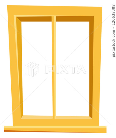 A yellow window with a white frame 120638398