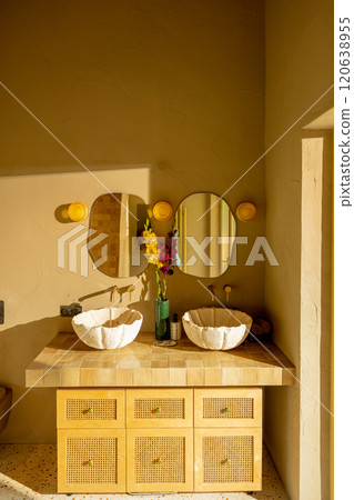 Sunlit Double Vanity with Floral Accent Sunlit Double Vanity with Floral Accent 120638955