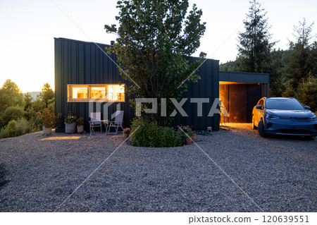 Cozy Cabin at Dusk 120639551