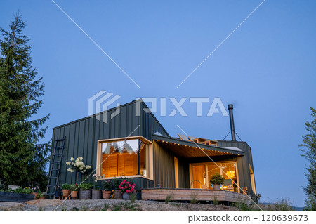 Evening Cabin Glow Evening Cabin Glow 120639673