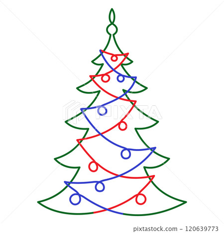 One line drawing of a Christmas tree One line drawing of a Christmas tree 120639773