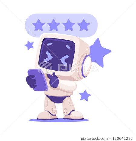Robot Character Rate and Give Feedback as Smart Android Assistant Machine Vector Illustration Robot Character Rate and Give Feedback as Smart Android Assistant Machine Vector Illustration 120641253